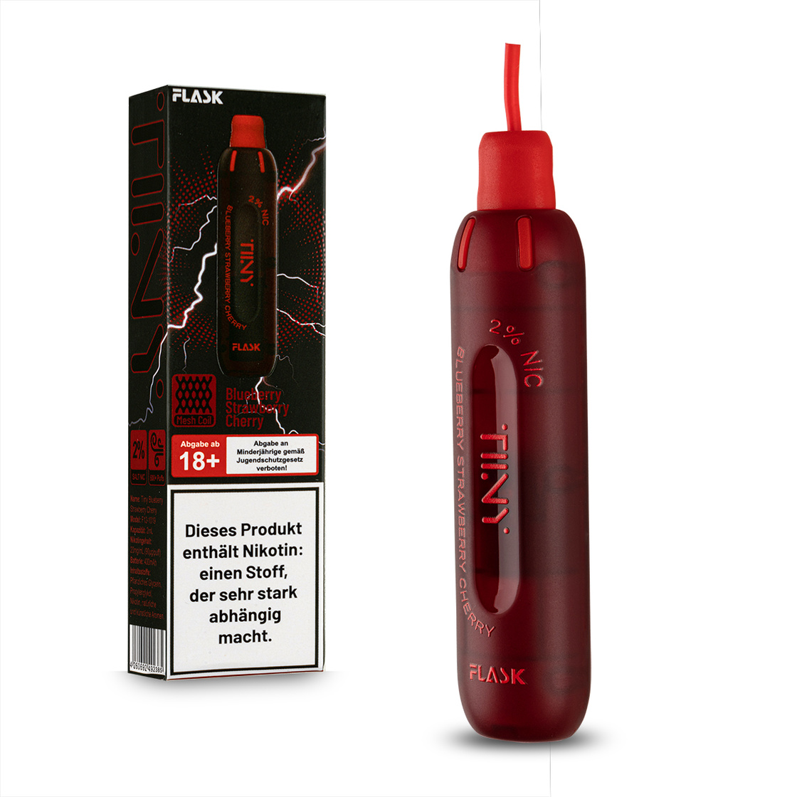 Flask TIINY E-Zigarette Vape by Sinan G - Blueberry Strawberry Cherry