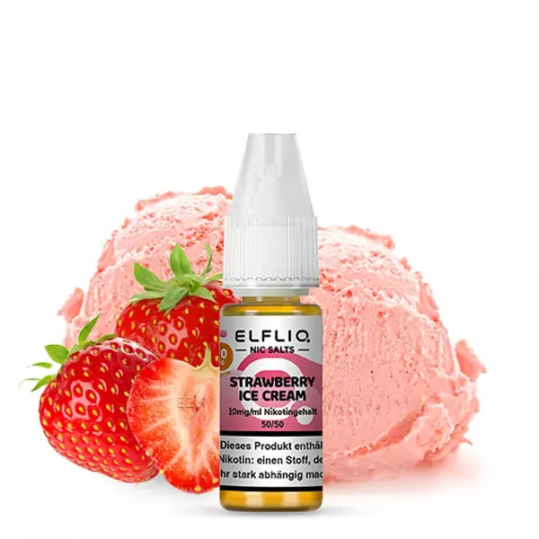 Elfliq by Elfbar Nikotinsalz - Strawberry Ice Cream - Liquid 10mg 10ml - STEUERWARE