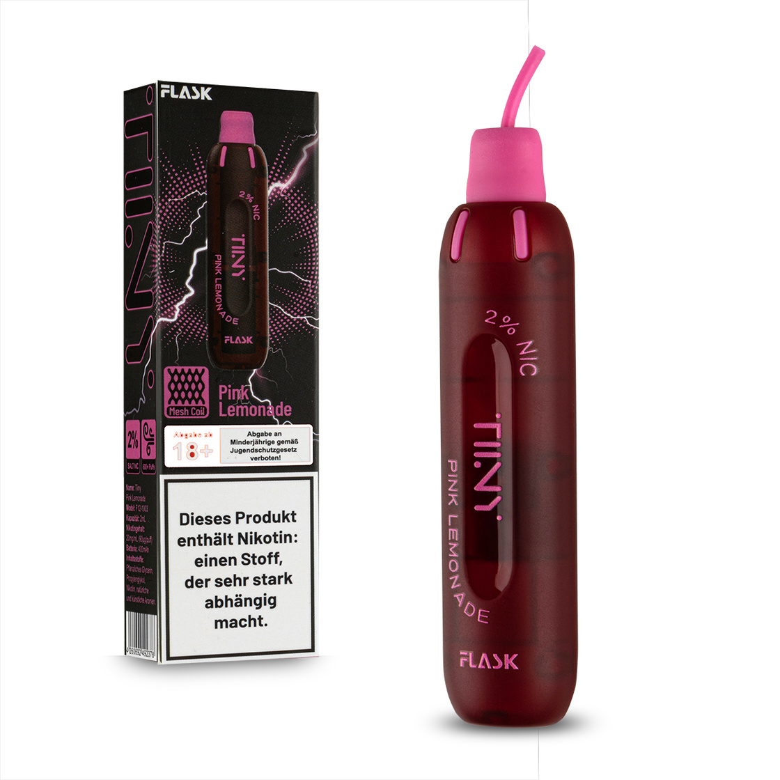Flask TIINY E-Zigarette Vape by Sinan G - Pink Lemonade